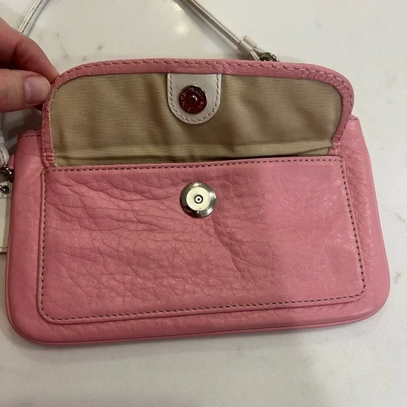 Coach Pink Leather Wristlet with Silver Accents - Picture 3 of 9